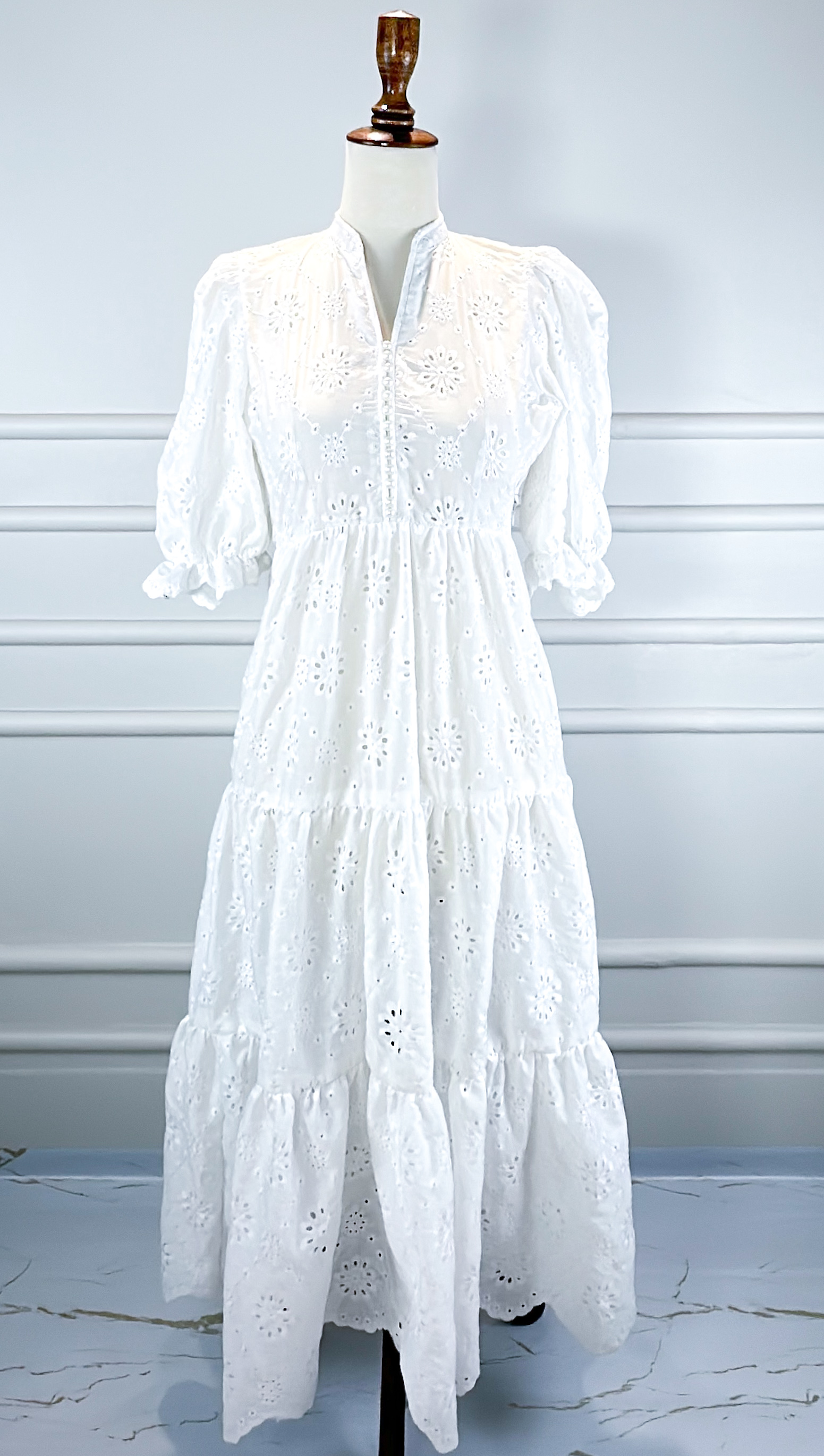 Charming Puff Sleeve Midi Dress